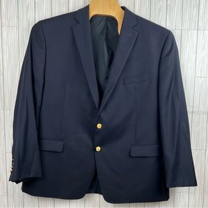 Lauren Ralph Lauren Men’s Blazer 100% Wool Suit Jacket Blue‎ Gold Buttons Sz 48R
